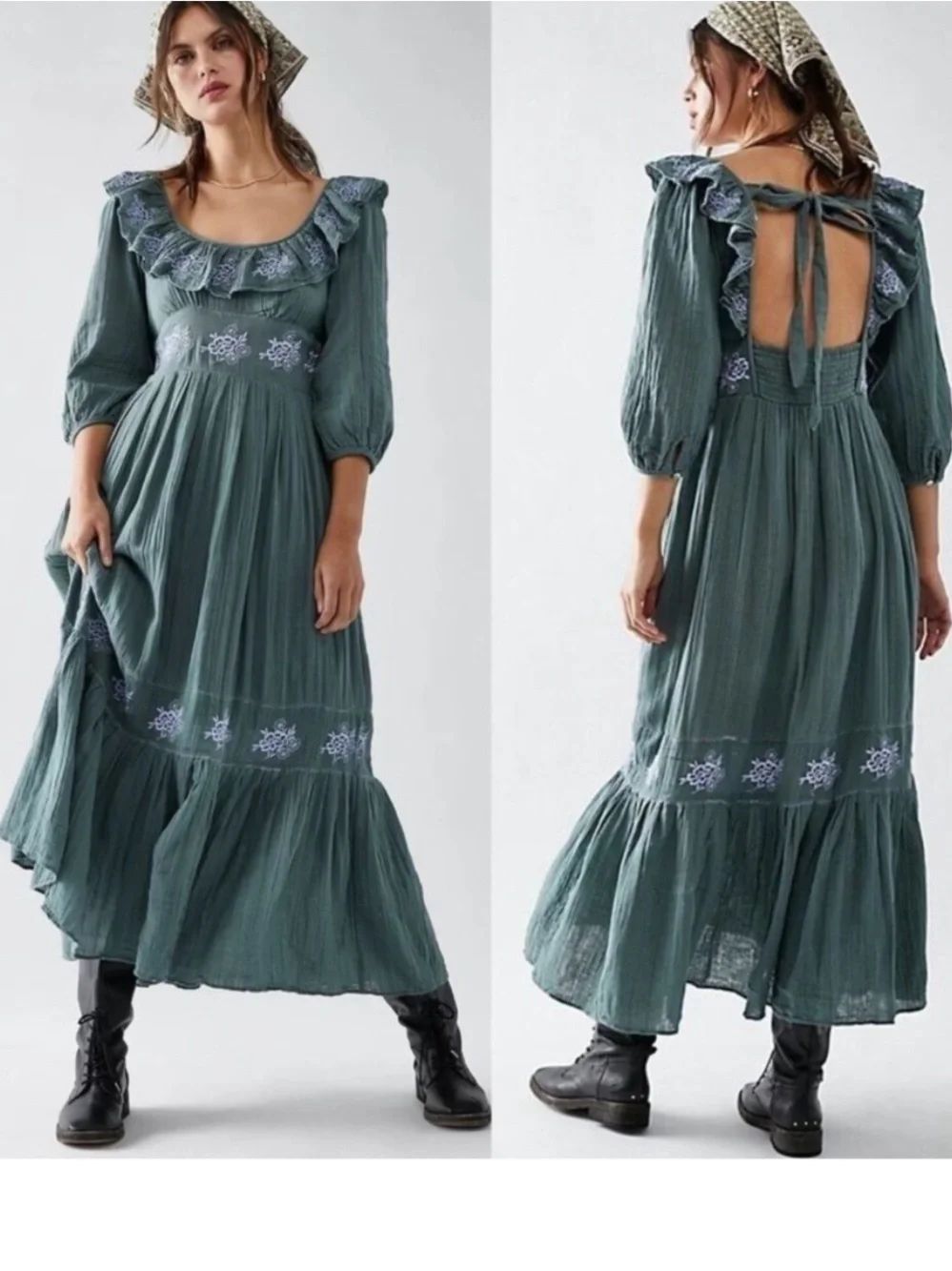 NWT Free people size M Lovers Lane maxi dress in dried pine